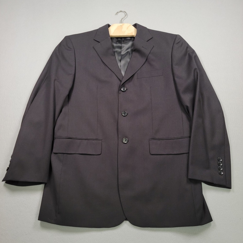 Men's Wall Street Collection Pinstripe Blazer, Black, Size 40R, Pre-Owned